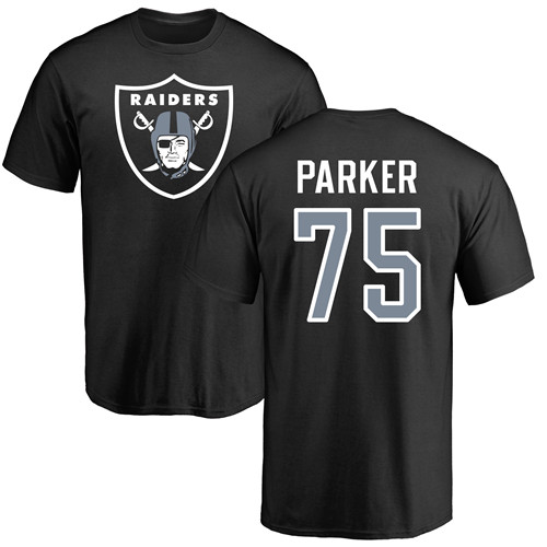 Men Oakland Raiders Black Brandon Parker Name and Number Logo NFL Football #75 T Shirt->nfl t-shirts->Sports Accessory